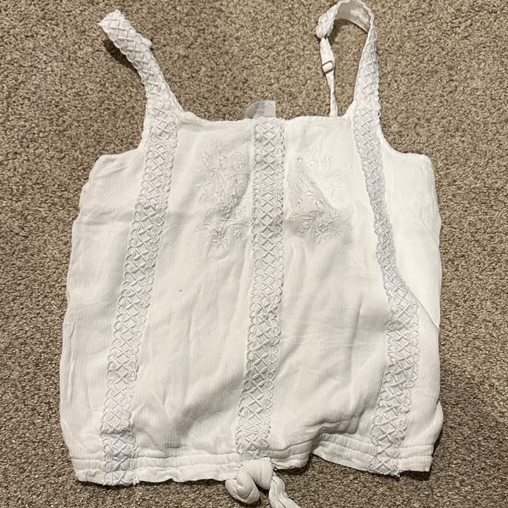 Abercrombie Kids Ivory Embroidered Top